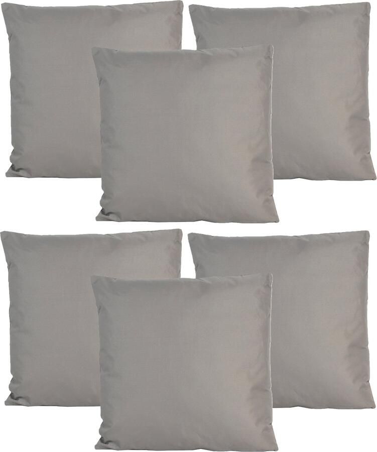 Anna's Collection Buiten of tuin sier kussens 6x grijs 45 x 45 cm binnen buiten zitkussens tuinbank