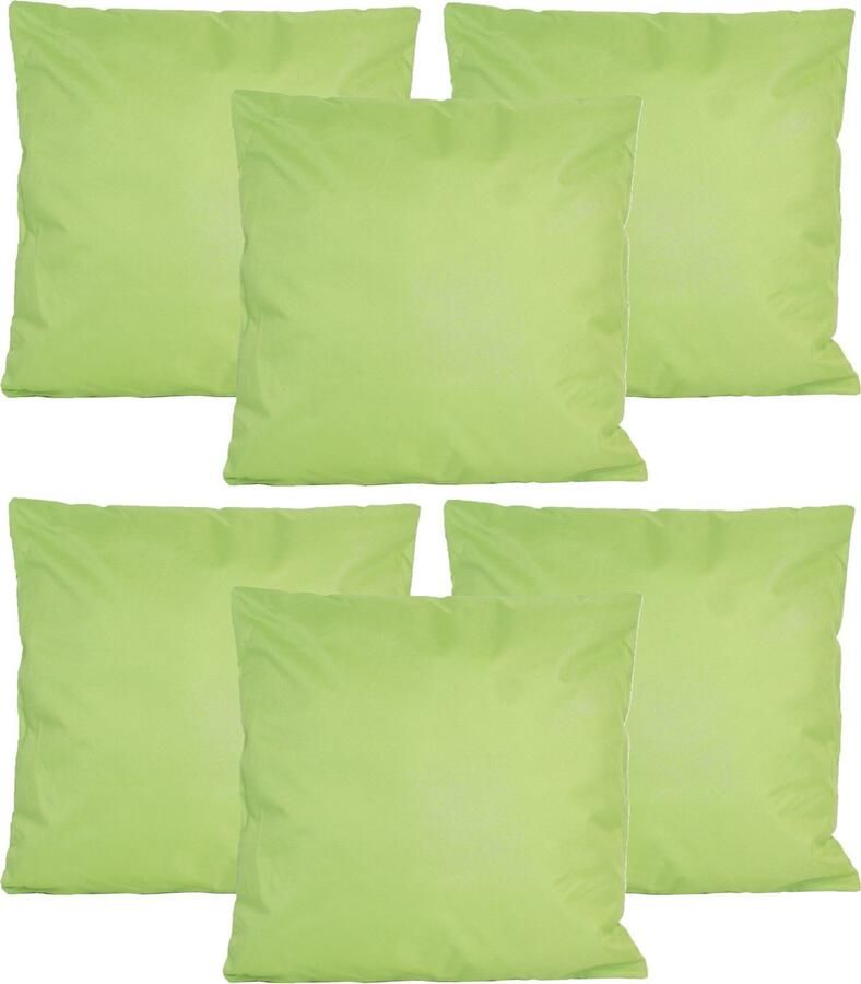 Anna's Collection Buiten of tuin sier kussens 6x groen 45 x 45 cm binnen buiten zitkussens tuinbank