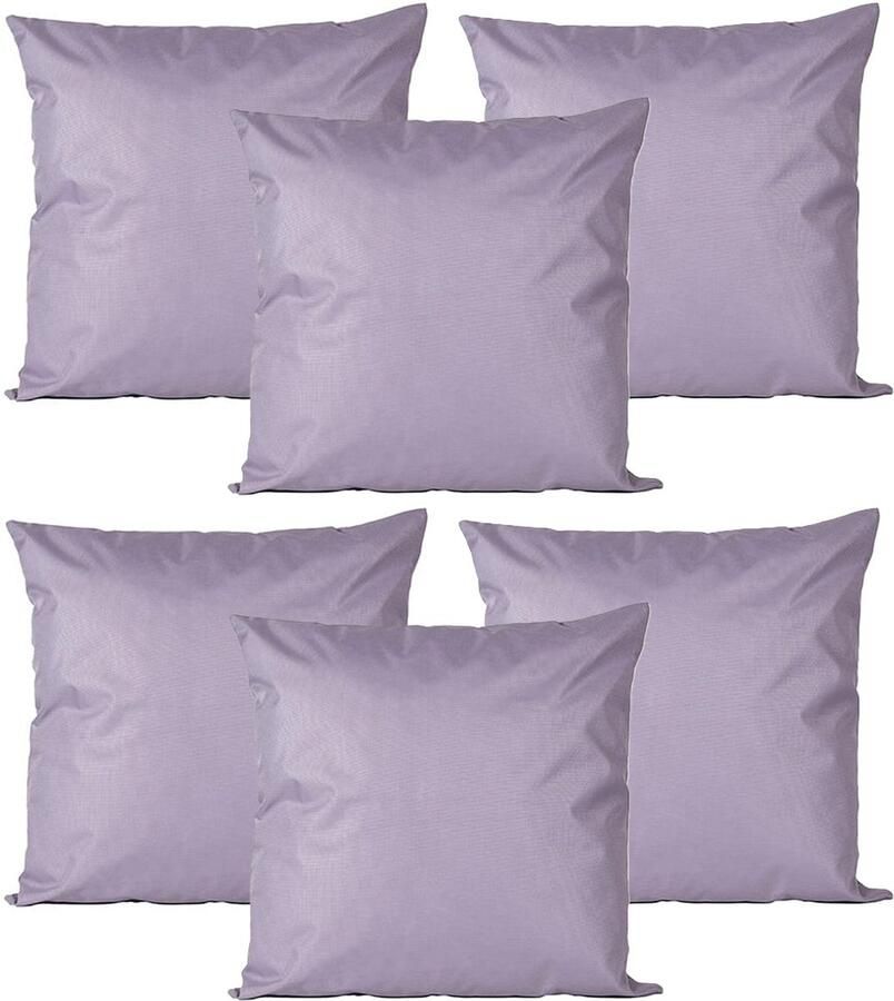 Anna's Collection Buiten of tuin sier kussens 6x lila paars 45 x 45 cm binnen buiten zitkussens tuinbank