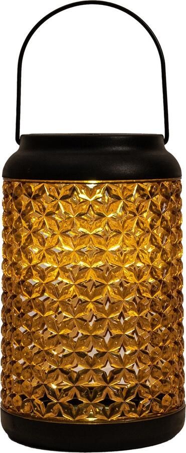 Anna's Collection Solar lantaarn voor buiten D12 5 x H20 cm amber glas tafellamp