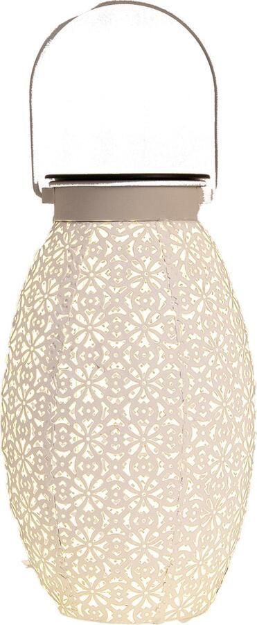 Anna's Collection Solar lantaarn voor buiten D13 x H24 cm wit metaal tafellamp
