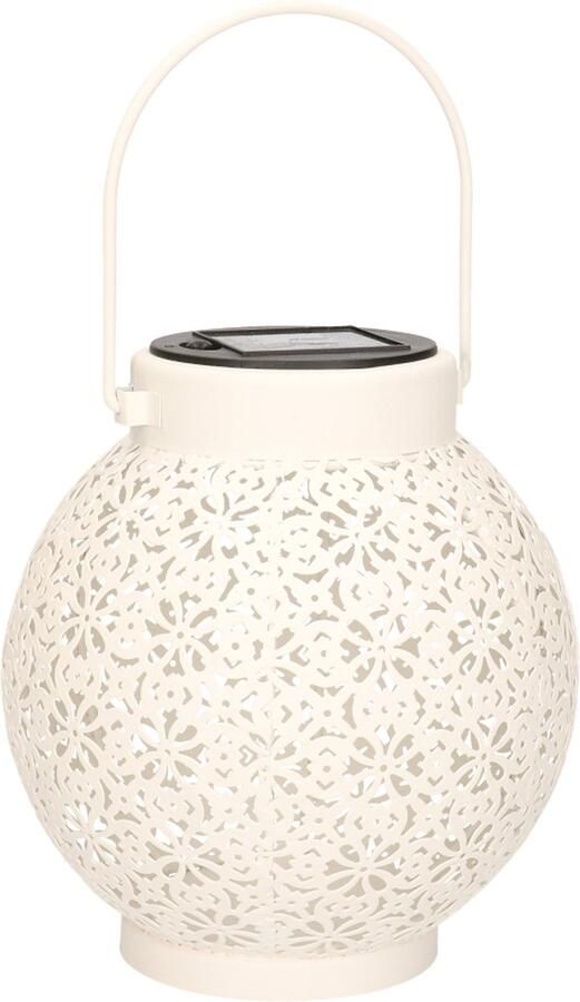 Anna's Collection Solar lantaarn voor buiten D15 x H16 cm wit metaal tafellamp