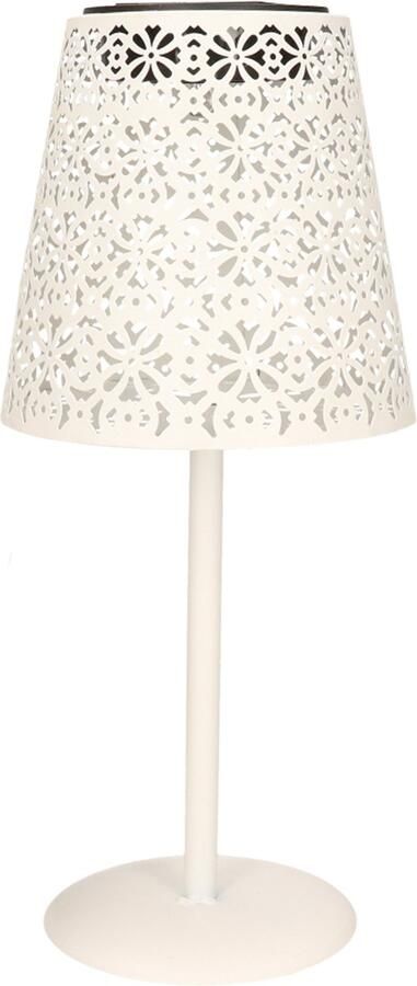 Anna's Collection Tafellamp buiten D12 x H28 cm wit metaal solar lantaarn