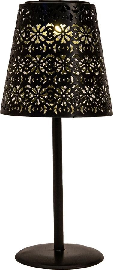 Anna's Collection Tafellamp buiten D12 x H28 cm zwart metaal solar lantaarn
