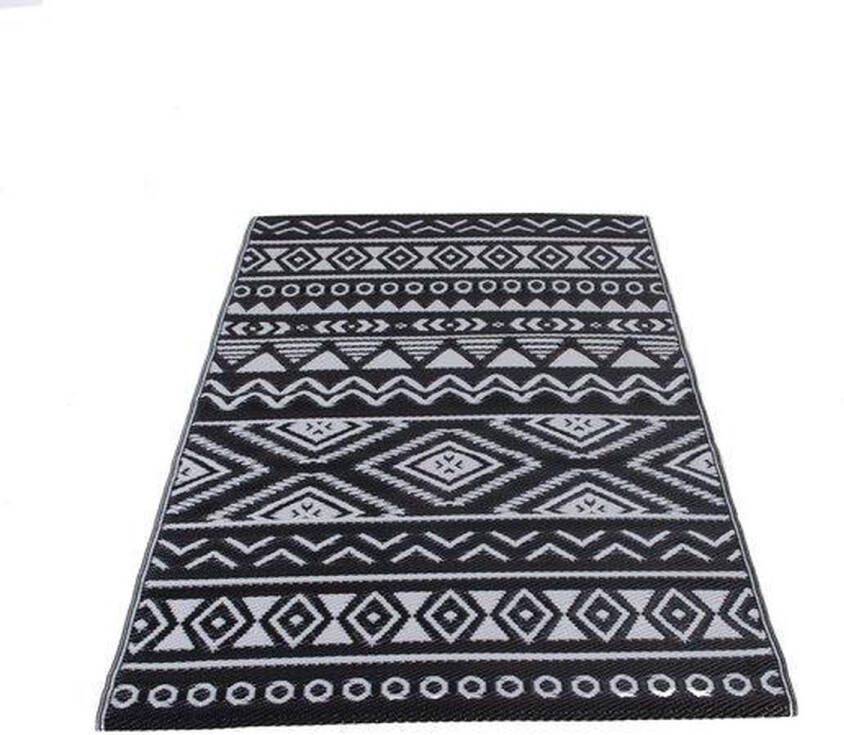 Anna's Collection Buitenkleed Buitentapijt Buiten Decoratie Outdoor Campingkleed Zwart wit 118 x 180 cm