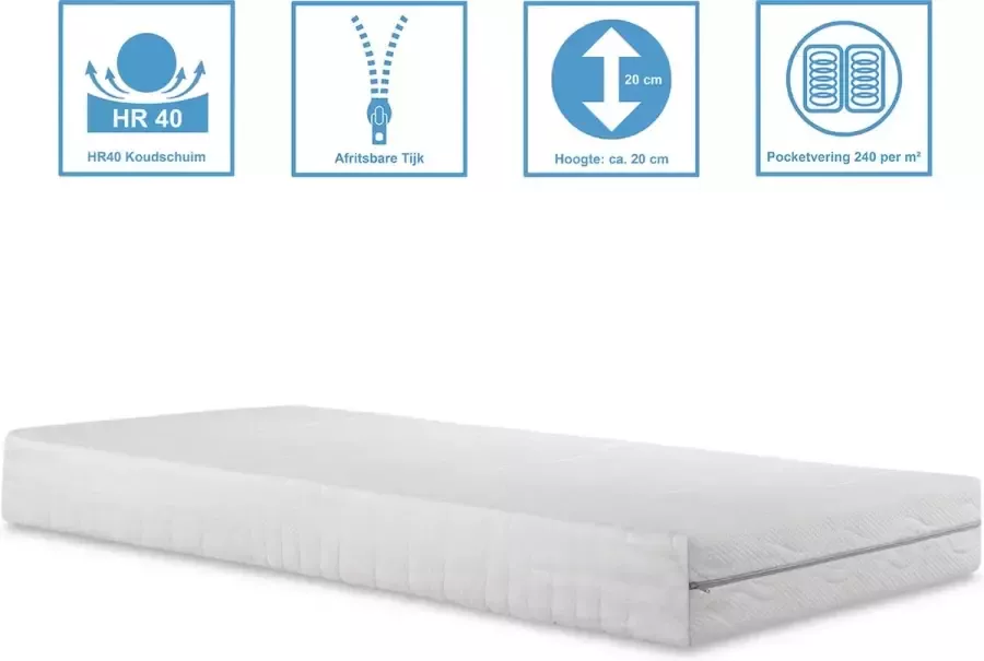 Anno 1588 Matras Comforta Supreme Pocketvering HR40 Koudschuim Medium 20cm 140x210 cm