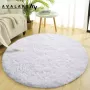 Ant-Slip Bodem Avalare Zachte Fluffly Vloerkleed 120x120cm- Zacht fluffy vloerkleed Wasbaar Hoogpolig tapijt Tapijten woonkamer slaapkamer kinderkamer Rond Wit - Thumbnail 1