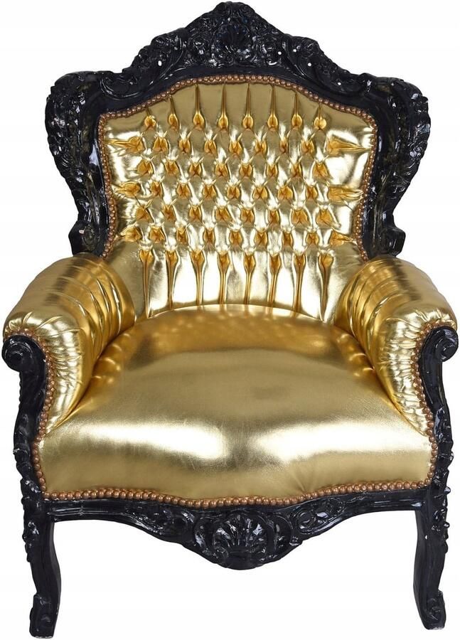 ANTYKI 24 Barokke fauteuil Golden Glamour Luxe met zwart frame voor woonkamers