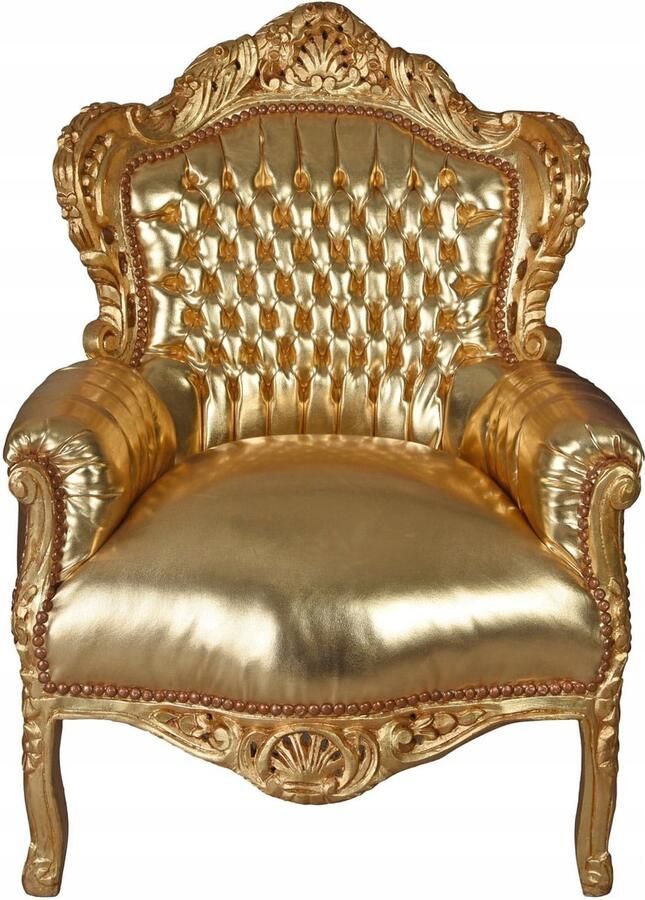 ANTYKI 24 Barokke fauteuil Golden Glamour Luxe paleisfauteuil met gesneden frame