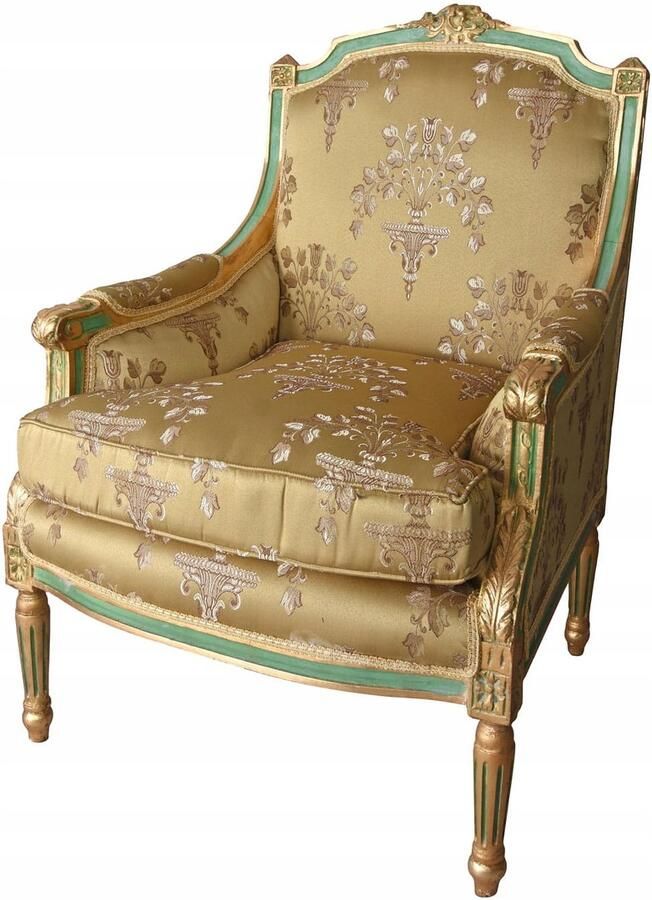 ANTYKI 24 Klassieke gouden fauteuil in paleisstijl met gesneden frame luxe voor de woonkamer