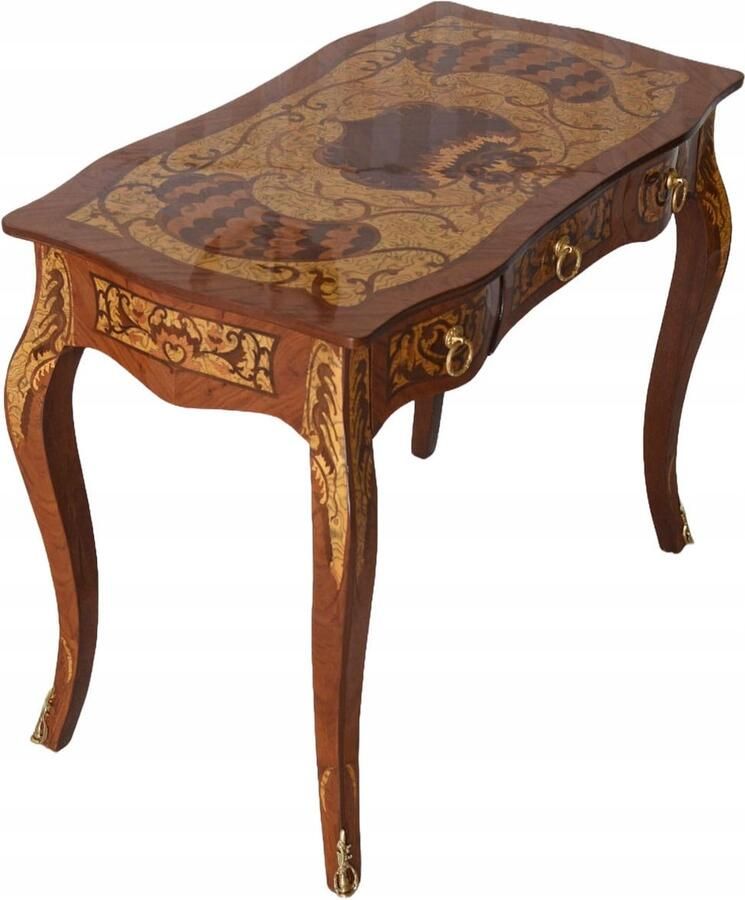 ANTYKI 24 Stijlvol bureau met houten inlegwerk rijk gedecoreerd klassiek