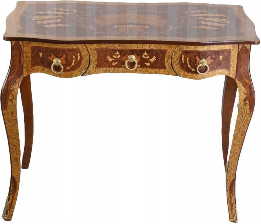 ANTYKI 24 Stijlvol ingelegd houten bureau met lades