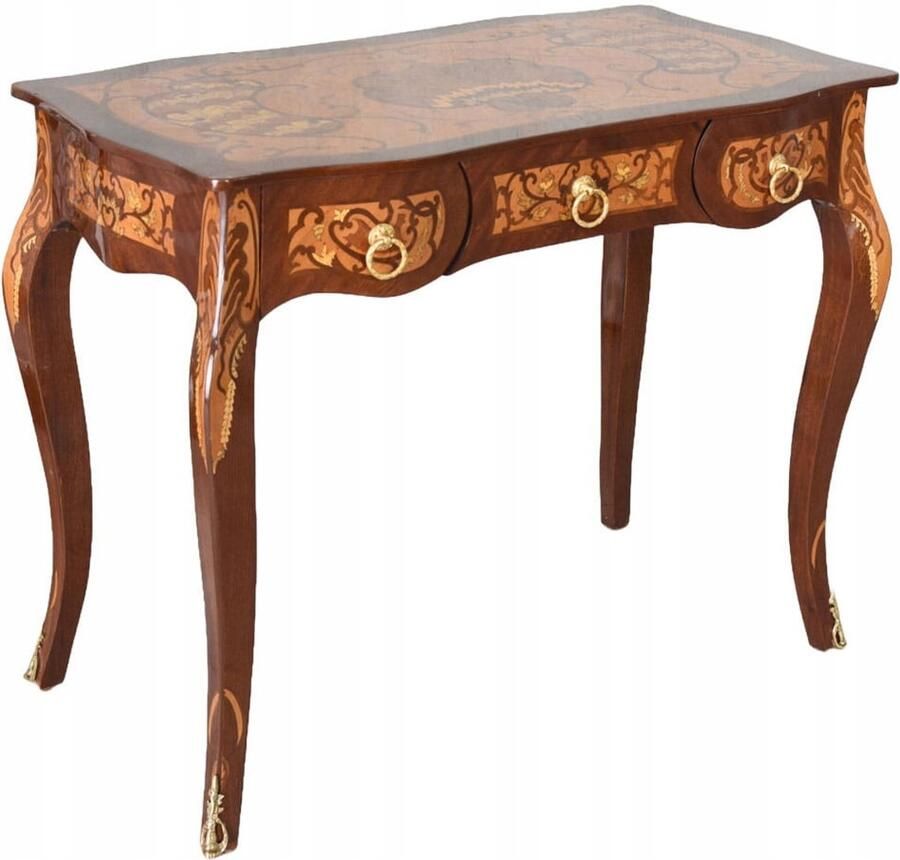 ANTYKI 24 Stijlvol ingelegd houten bureau met rijke decoraties