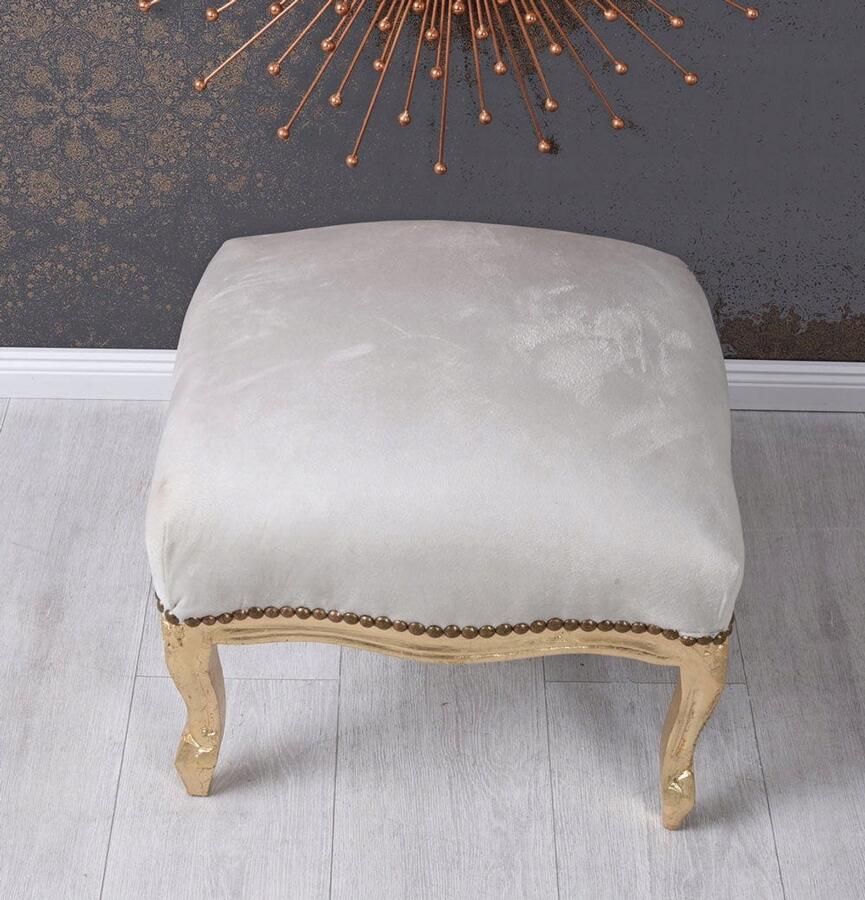 ANTYKI 24 Vintage witgouden houten voetenbank