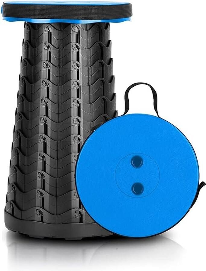 AnyPrice Opvouwbare Kruk Inklapbare Draagbare Kruk met Instelbare Hoogte Multifunctionele Klapstoel Vouwstoel Opstapkrukje & Campingkruk Lichtgewicht Compact en Duurzaam Tot 45cm Hoog Voor Kamperen Tuin Reizen & Binnengebruik Zwart