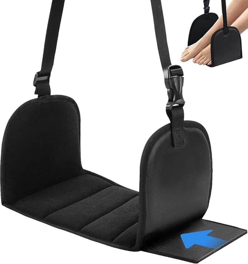 AOC Technologie Voetsteun voor vliegtuig reisvoetensteun met traagschuim draagbare verstelbare beensteun voor vliegtuigen reisbenodigdheden voethangmat met steunplaat