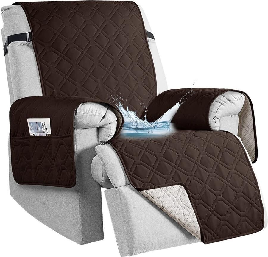 Aolceth Fauteuilbeschermer voor tv-stoelen 100% waterdichte fauteuilhoes voor relaxstoelen antislip anti-fouling 1-zits fauteuilbeschermer met zakken meubelbescherming 91x79in