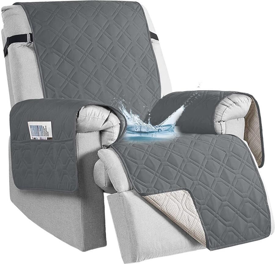 Aolceth Fauteuilbeschermer voor tv-stoelen 100% waterdichte fauteuilhoes voor relaxstoelen antislip anti-fouling 1-zits fauteuilbeschermer met zakken meubelbescherming 91x79in