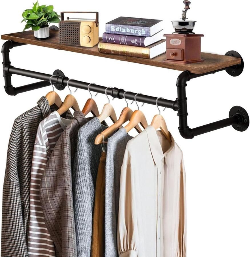 ApexArte Industriële Kledingrek Met Pijpen en Plank