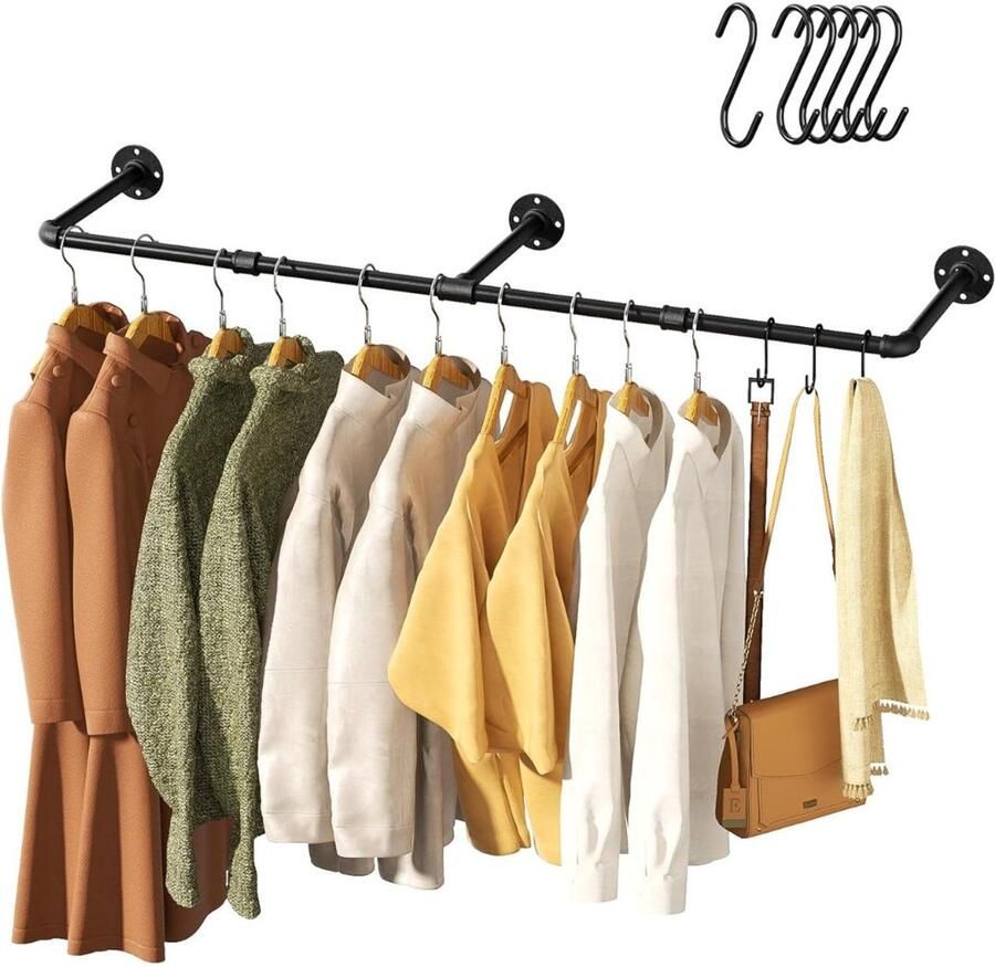 ApexArte Industriële Kledingrek Met Pijpen en Plank