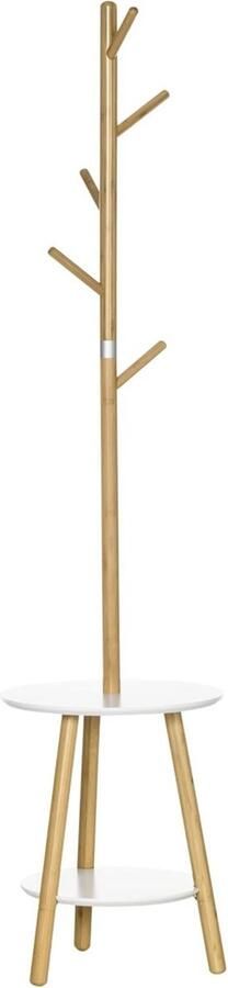 ApexArte Kapstok Staand Garderoberek Kledingrek Haken- Industrieel Natuurlijk met Wit