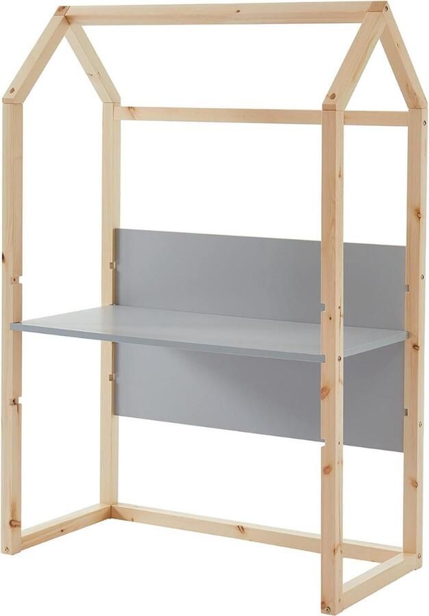 ApexArte Kinderbureau Kindertafel voor Jongen en Meisje Tekentafel met Stoeltjes Verstelbaar Bruin met Grijs