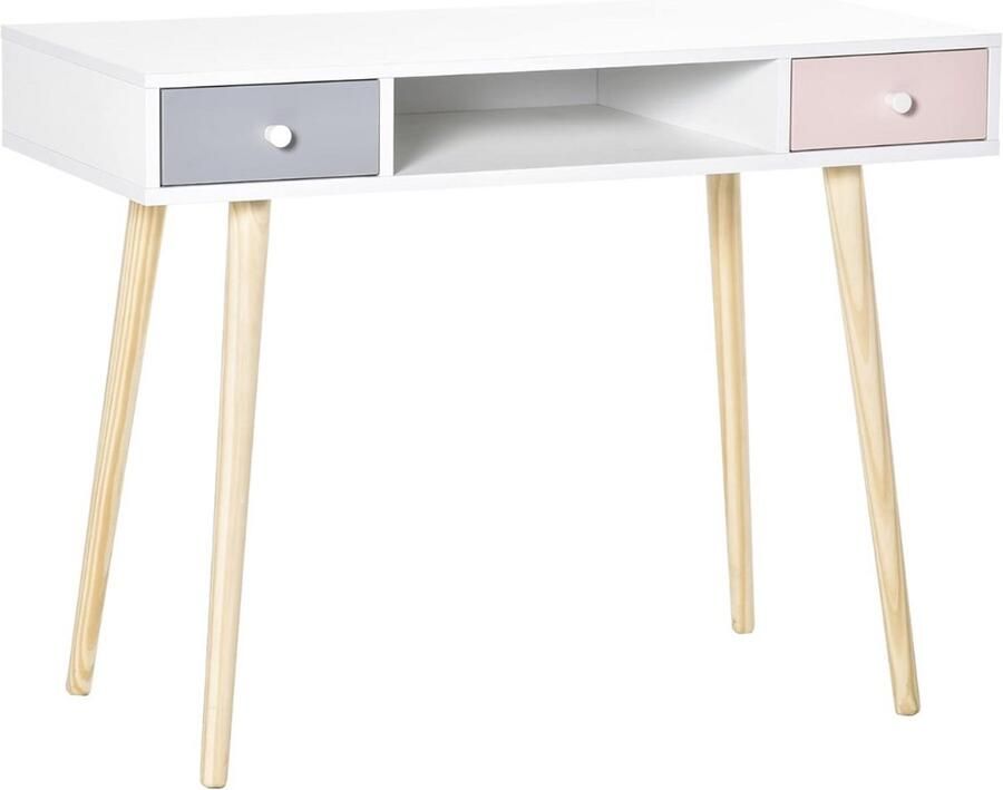 ApexArte Kinderbureau Kindertafel voor Jongen en Meisje Tekentafel met Stoeltjes Verstelbaar Wit