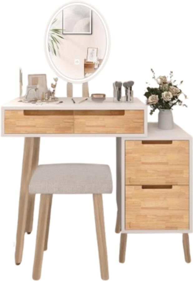 ApexArte Make Up Tafel met Spiegel Kaptafel voor Meisjes Hollywood Spiegel met Verlichting