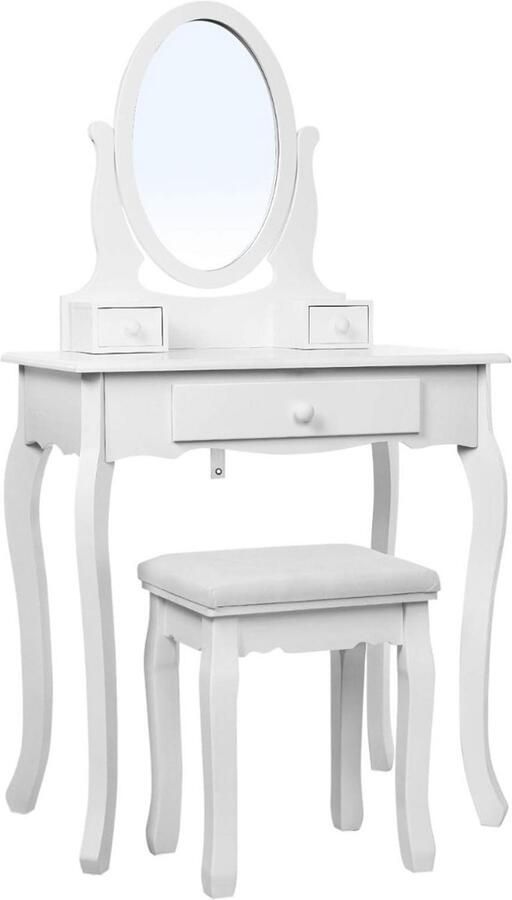 ApexArte Make Up Tafel met Spiegel Kaptafel Voor Vrouwen & Meisjes Wit