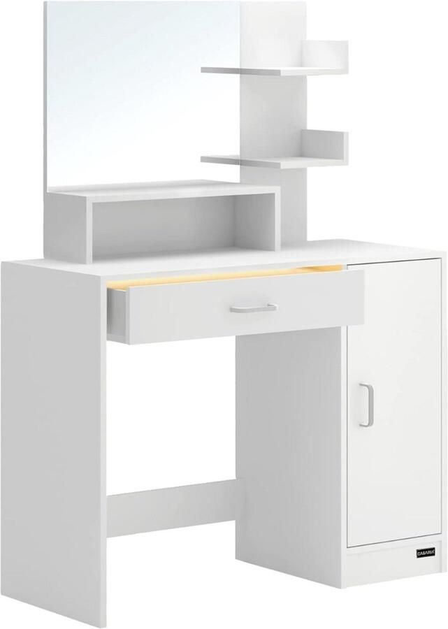 ApexArte Make Up Tafel met Spiegel Kaptafel Voor Vrouwen & Meisjes Wit