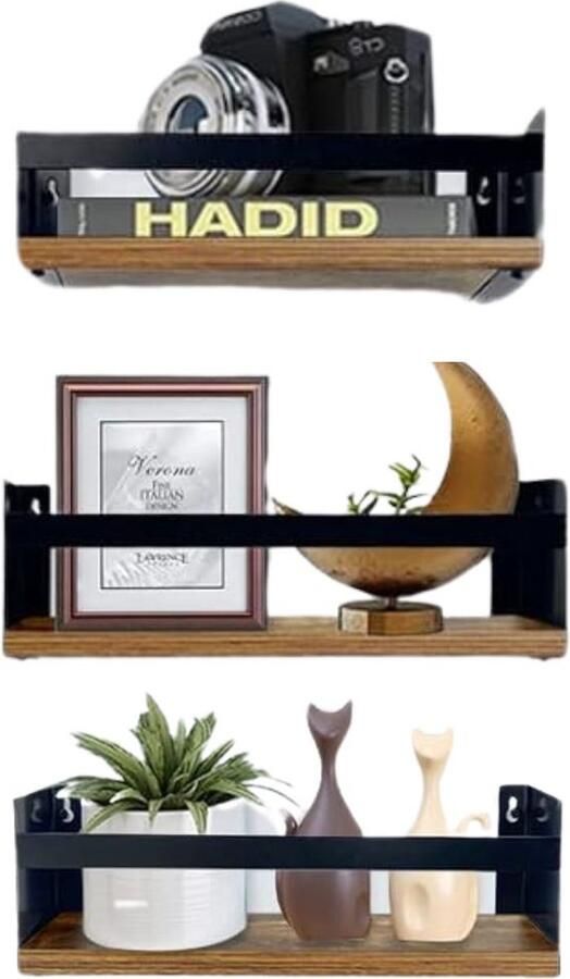 ApexArte Wandrek Industrieel Wandplank Zwevend Wandkast Hout - Foto 4