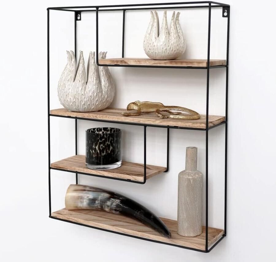 ApexArte Wandrek Industrieel Wandplank Zwevend Wandkast Hout - Foto 2