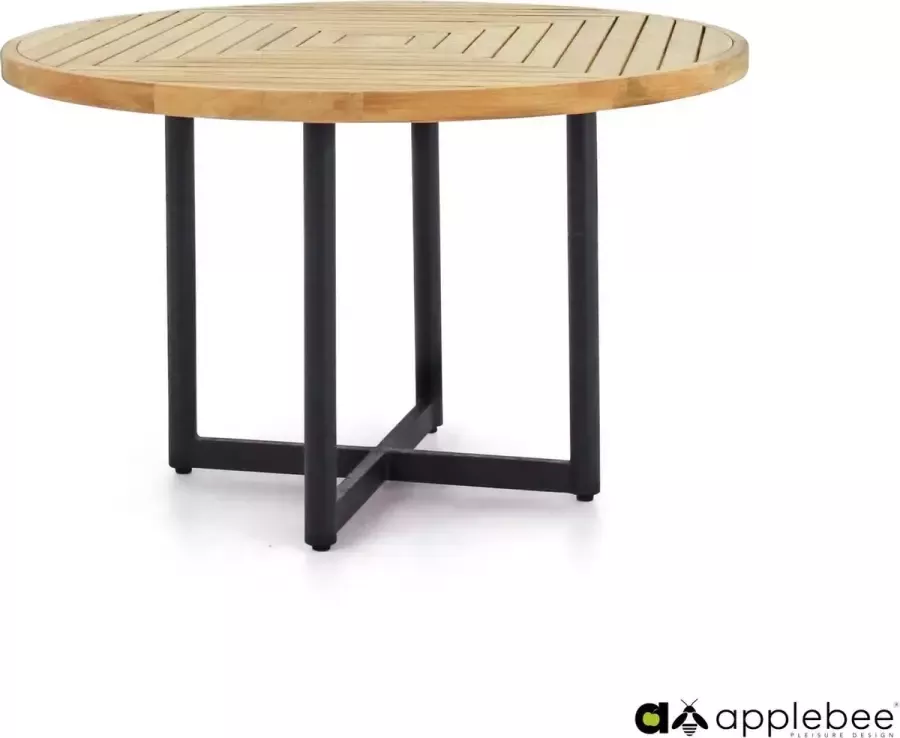 Apple Bee tuinmeubelen Jakarta dining table Ø 120x76h top SVLK teak Natural base aluminium Black - Foto 2