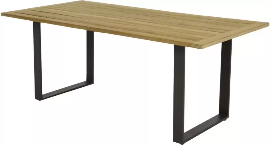 Applebee Condor dining table 190x90x75 top SVLK teak Natural base aluminium Black
