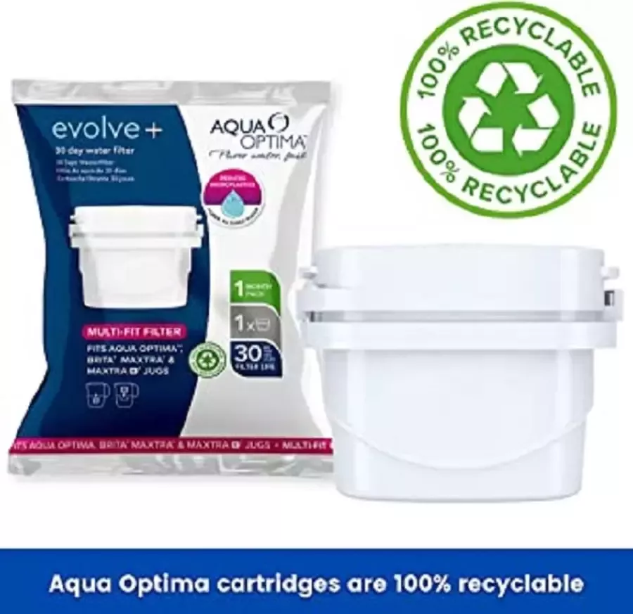 Aqua Optima EPS212 Evolve+ 30 dagen waterfilterpatroon 12 stuks (tot 12 maanden voorraad) compatibel met meer dan 0 9 filterkannen inclusief Brita Maxtra en Maxtra+ B084J3YLP9