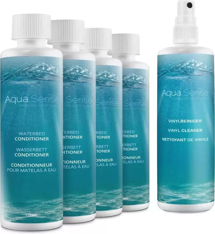 Aqua Sense waterbed Conditioner (4 stuks) Vinylcleaner (1 stuks)