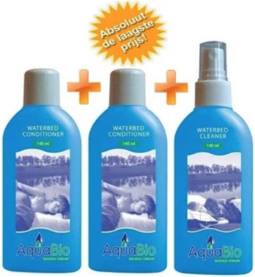 Aquabio 2x Waterbed Conditioner 1x Vinyl Waterbed Reiniger 12 maanden 140 ml 100% Biologisch
