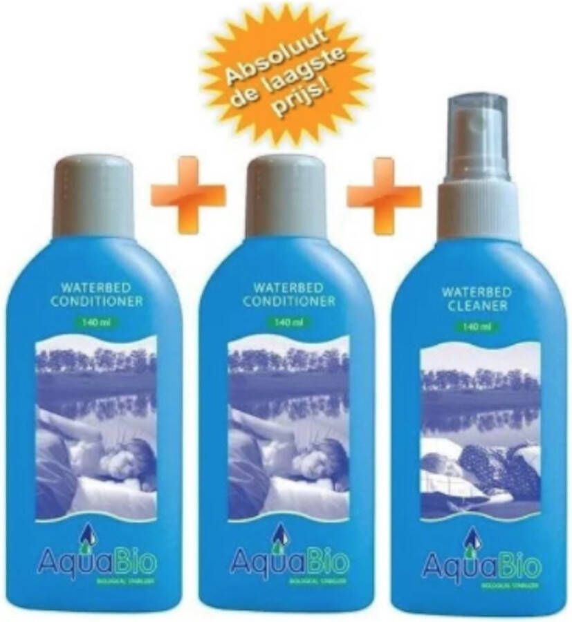 Aquabio 2x Waterbed Conditioner 1x Vinyl Waterbed Reiniger 12 maanden 140 ml 100% Biologisch