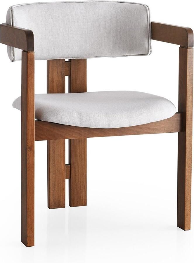 Arabic House Asir Stoel Crème & Walnoot 58 x 76 x 49