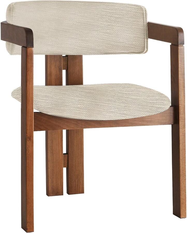 Giga Meubel Eetkamerstoel Walnoot Lichtgrijs|Linnen Cozy