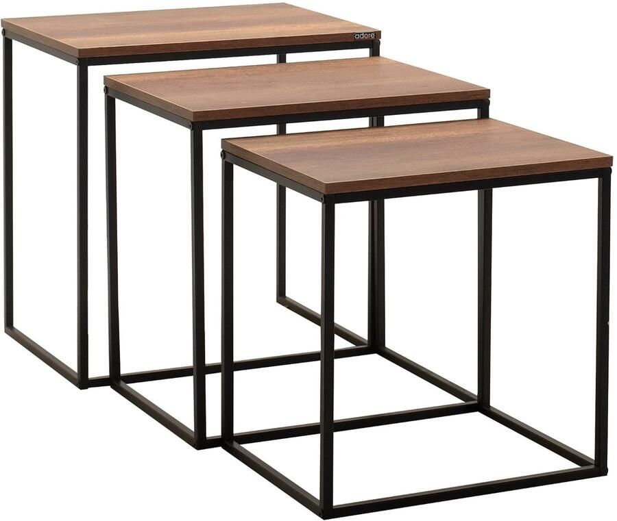 Arabic House Bijzettafel Sulhiye Set van 3 Vierkant Melamine Walnoot