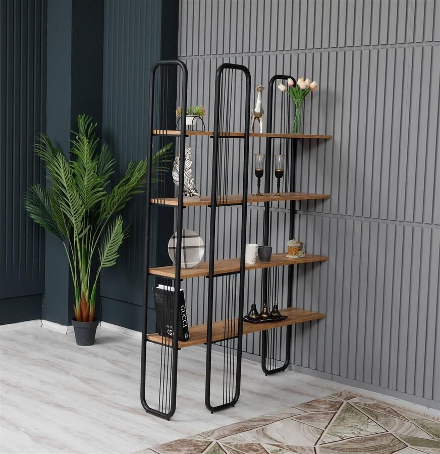 Arabic House Boekenkast Sierra Melamine Metaal Naturel Zwart