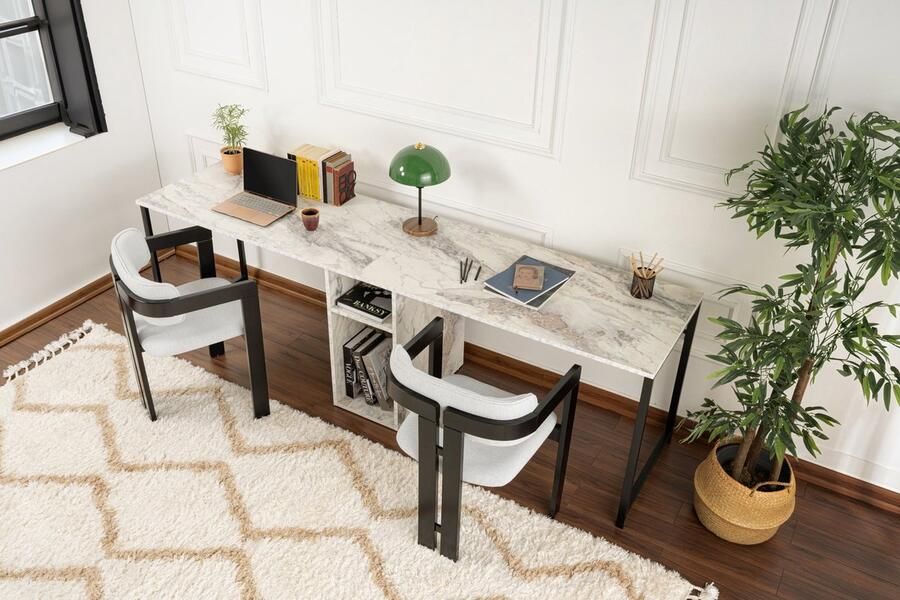 Giga Meubel Bureau Marmerlook 240x60x74cm Twin - Foto 2