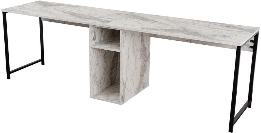 Giga Meubel Bureau Marmerlook 240x60x74cm Twin