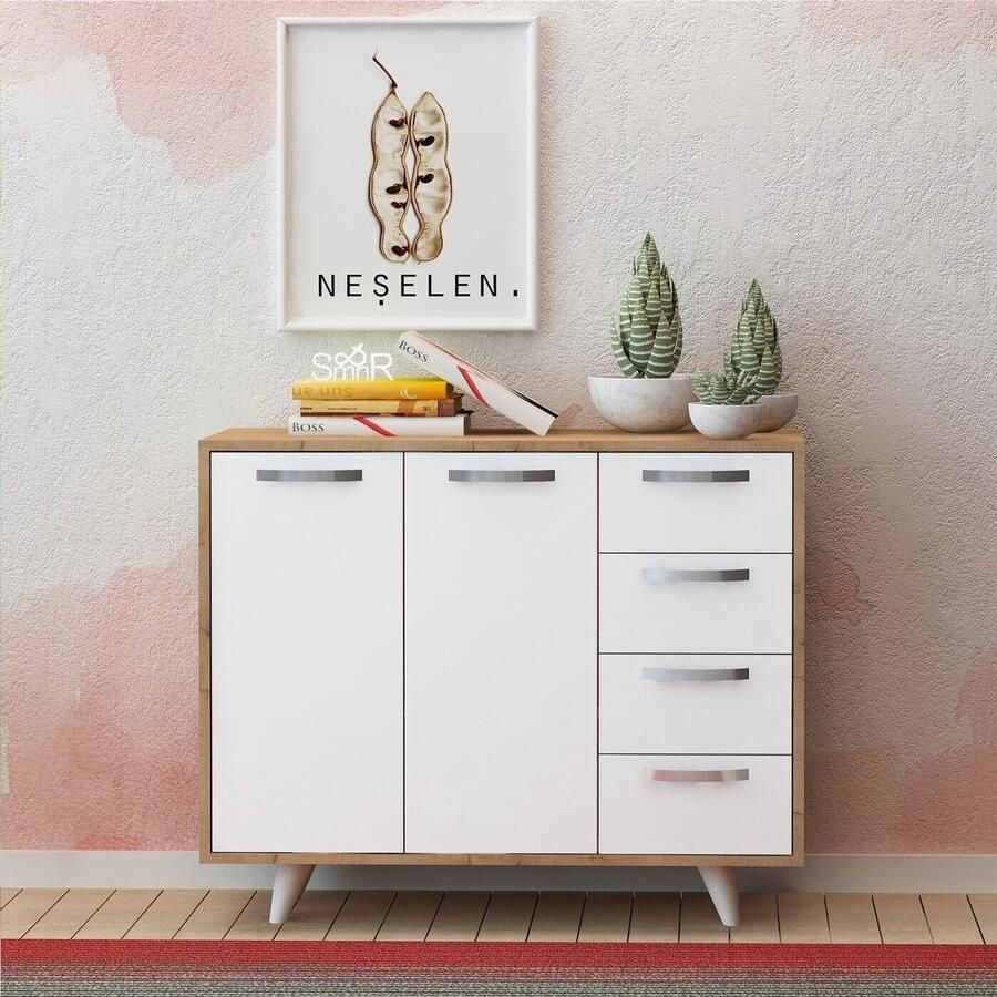 Asir Multi-doelkast Eik Wit – 100 x 82 x 35 cm