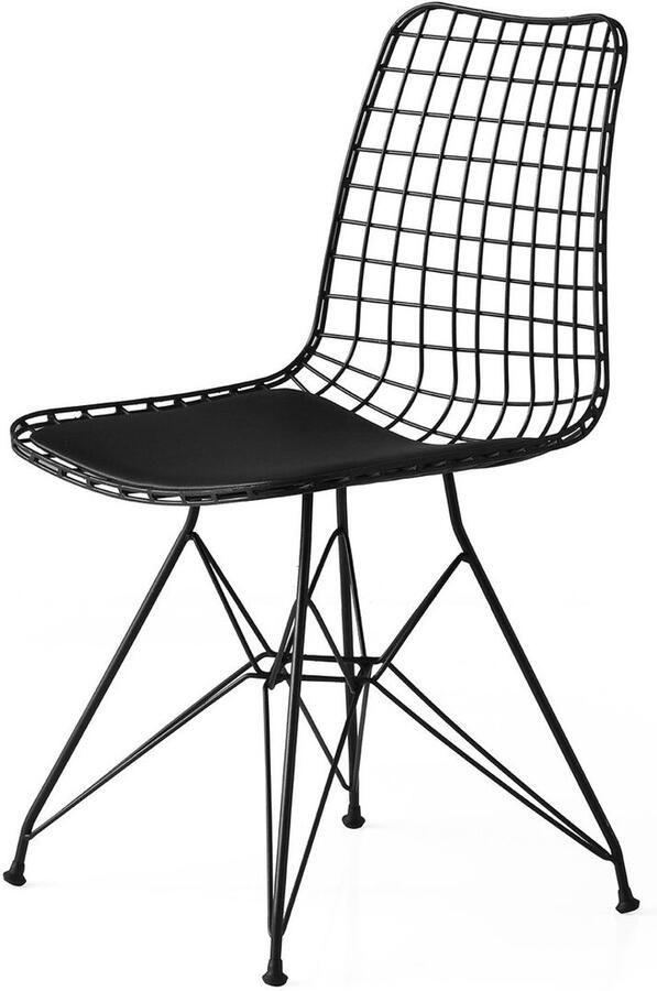 Arabic House Eetkamerstoel Set van 2 Tivoli Metaal Leer Zwart