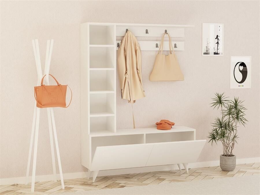 Giga Meubel Garderobemeubel Wit Hout 120x32x161 8cm Bahar