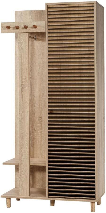 Giga Meubel Garderobemeubel Eiken Hout Gestreept 90x36x194cm Garmanto