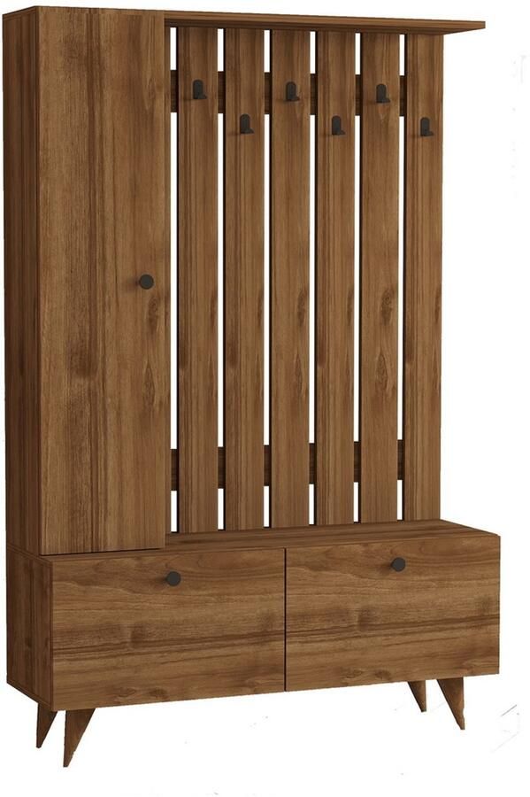 Giga Meubel Garderobemeubel Walnoot Hout 112x35x170cm Lala