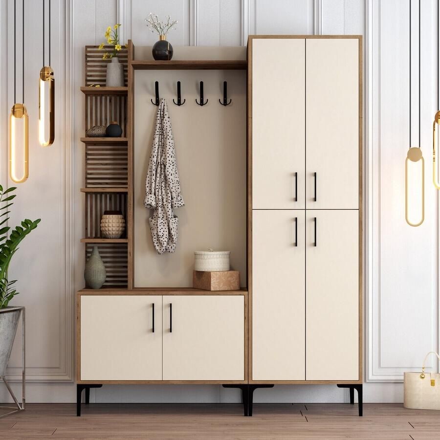 Arabic House Garderobemeubel Viyana Large Melamine Walnoot Crème